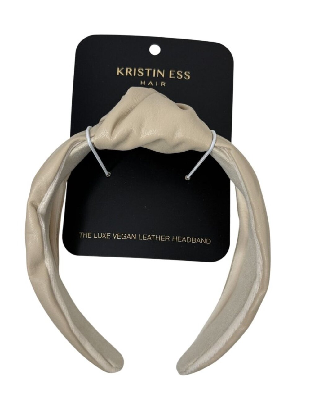 Kristin Ess Luxe Vegan Leather Knotted Headband Ivory Cream Hair Band NWT